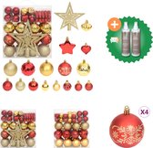 vidaXL 70 delige Kerstballenset goud en rood Kerstbalhaakjes Inclusief Onderhoudsset