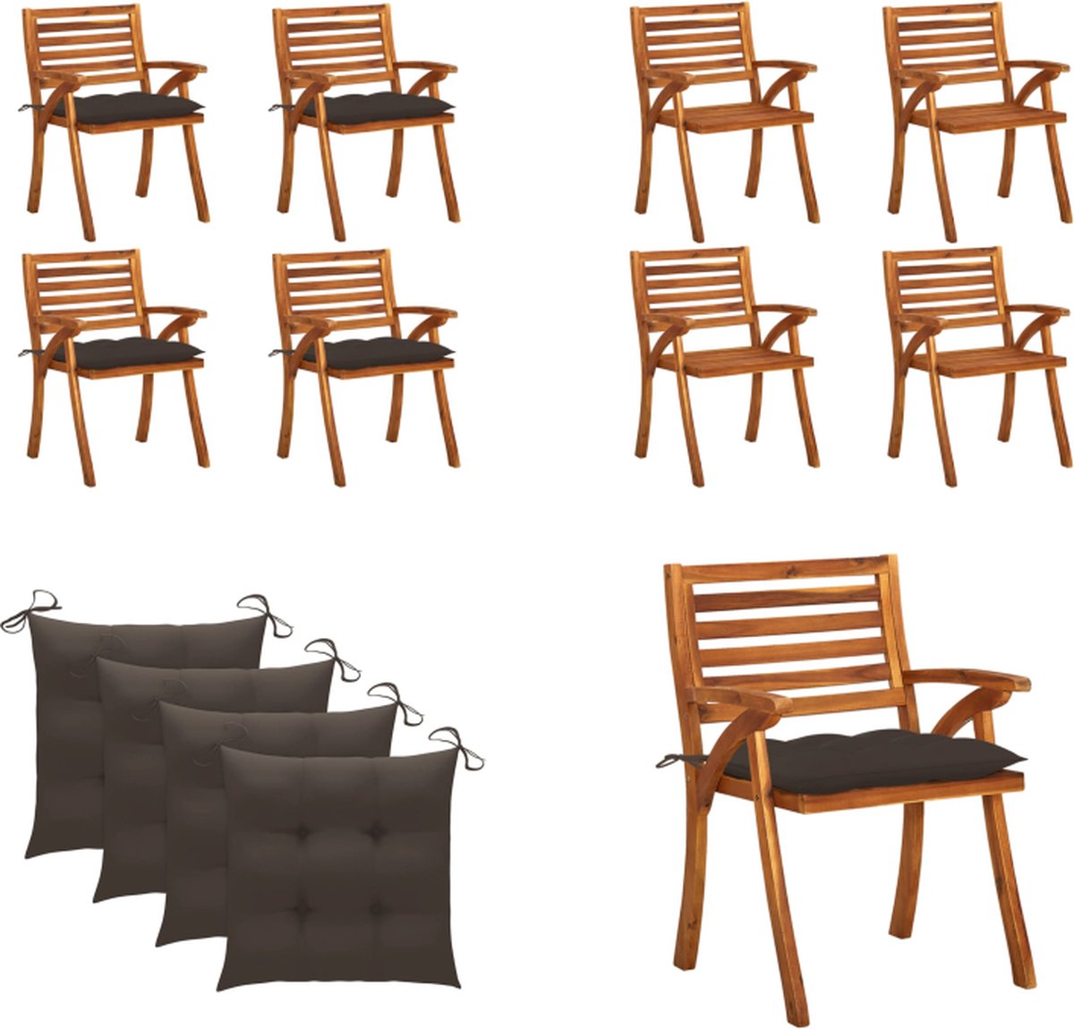 VidaXL Tuinstoelen 4 st met kussens massief acaciahout Tuinstoel Tuinstoelen Buitenstoel Buitenstoelen