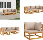 vidaXL 3-delige Loungeset met kussens massief hout taupe - Loungeset - Loungesets - Tuinset - Loungeset Tuin