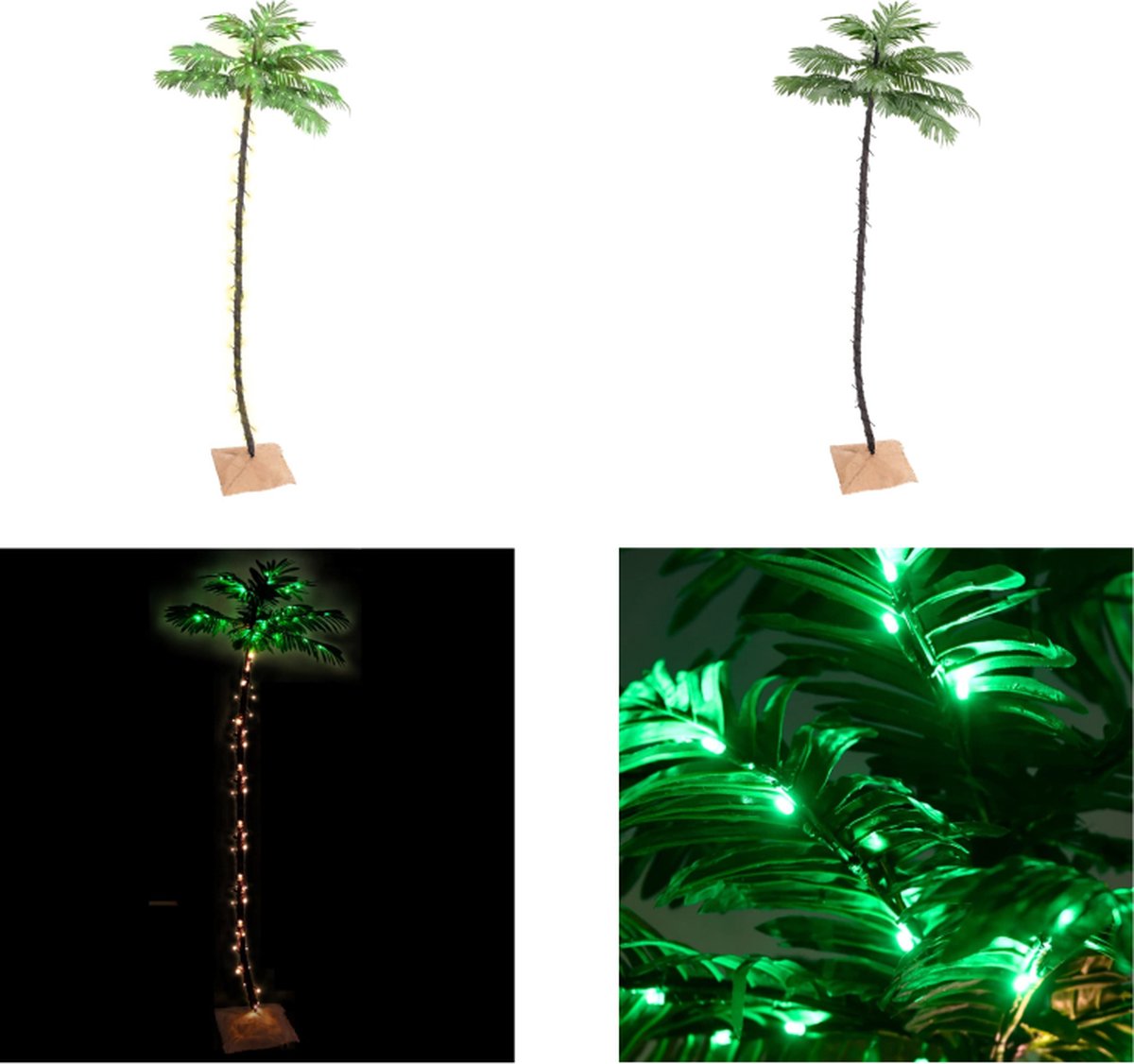 vidaXL Palmboom LED 192 LED's warmwit 300 cm - LED-boom - LED-bomen - Palmboom - Kunstplant