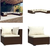 vidaXL 11-delige Loungeset met kussens poly rattan bruin - Loungeset - Loungesets - Tuinsets - Poly Rattan Loungeset