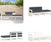 vidaXL 3-delige Loungeset met kussens massief hout wit - Loungeset - Loungesets - Lounge Set - Tuinset