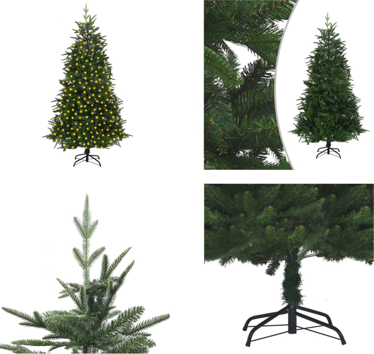 vidaXL Kunstkerstboom met LED's 210 cm PVC en PE groen - Kunstkerstboom - Kunstkerstbomen - Kerstboom - Kerstdecoratie