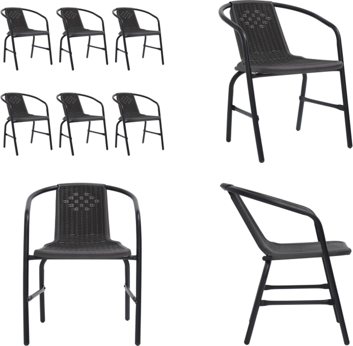 VidaXL Tuinstoelen 6 st 110 kg kunststof rattan en staal Tuinstoel Tuinstoelen Buitenstoel Stoel