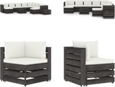 vidaXL 12-delige Loungeset met kussens grijs geïmpregneerd hout - Pallet Loungeset - Pallet Loungesets - Tuinset - Tuinsets