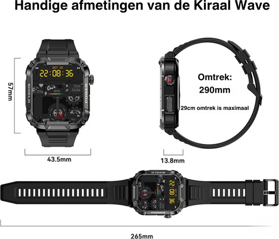 Kiraal Wave - Élégance masculine - Conception de montre intelligente robuste - Android et iOS - Design vert armée élégant