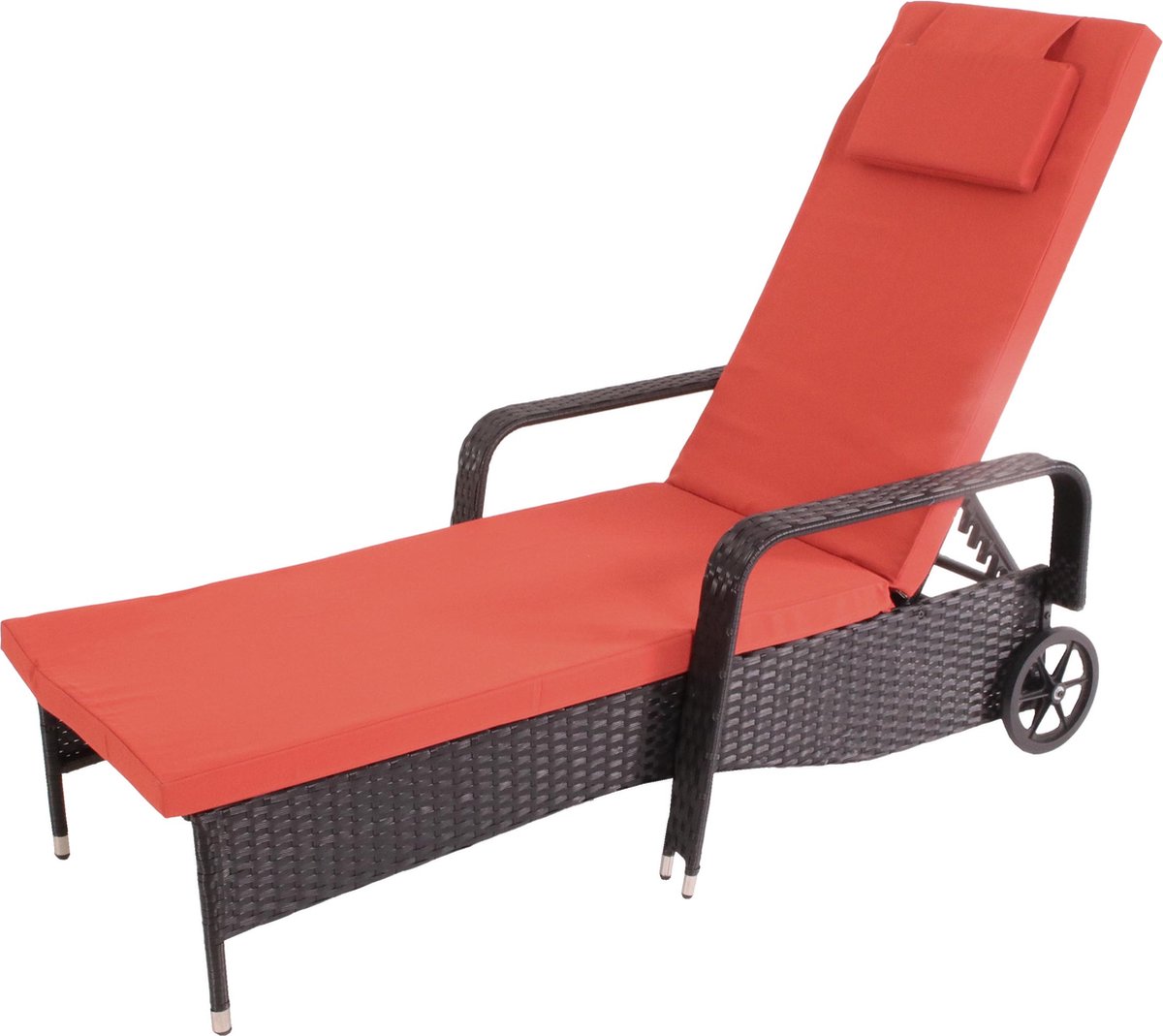 Carrara poly rotan ligstoel, tuinstoel, aluminium ~ antraciet, terracotta kussens
