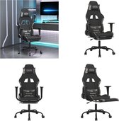 vidaXL Massage gamestoel met voetensteun stof zwart en camouflage - Gamingstoel - Gamingstoelen - Televisiestoel - Racingstoel