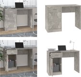 vidaXL Bureau avec armoire et tiroir 100x40x73 cm Bois d'ingénierie Gris béton - Bureau - Bureaux - Table - Bureau d'ordinateur