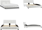 vidaXL Bedframe kunstleer wit 120x200 cm - Bedframe - Bedframes - Bed - Bedden