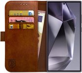 Rosso Element Book Case Wallet Hoesje Geschikt voor Samsung Galaxy S24 Ultra | Portemonnee | 3 Pasjes | Magneetsluiting | Stand Functie | Bruin
