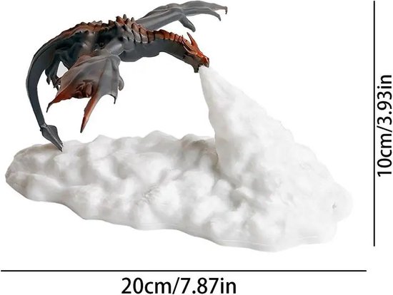 DrPhone BlazeDragon - 3D Draken Vuur Nachtlamp - Nachtlamp - Kinderlamp - Oplaadbare Nachtlamp - Drakenlamp - Rood/Blauw van DrPhone — afbeelding 5