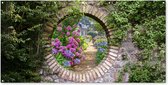 Affiche de jardin - Hortensia - Fleurs - Maison - Peinture de jardin - Vue - 200x100 cm - Jardin - Affiche de clôture - Toile de jardin