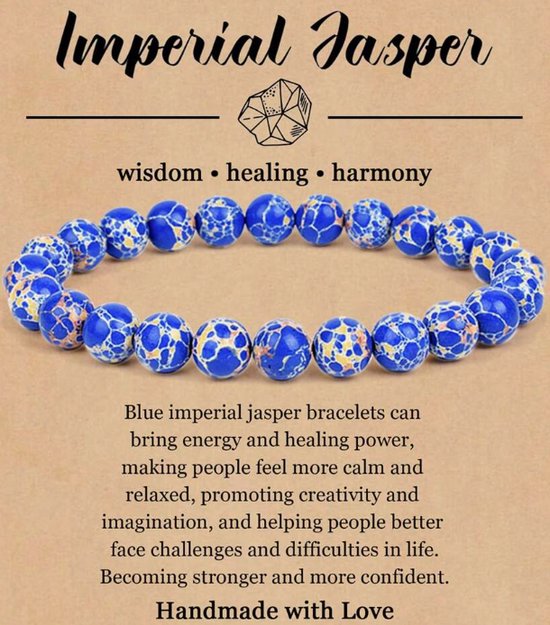 Armband - Natuursteen - Edelsteen - met Kaartje - Betekenis - Natural Healing - Gift - Cadeau - Imperial Jaspis
