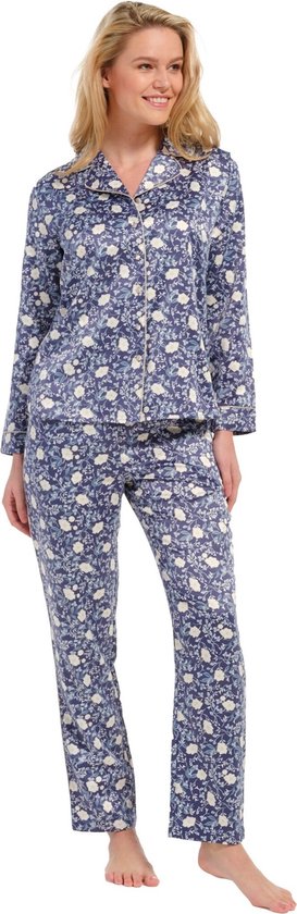 Pastunette dames Pyjama Satijn - Blue Flower - 48 - Blauw.
