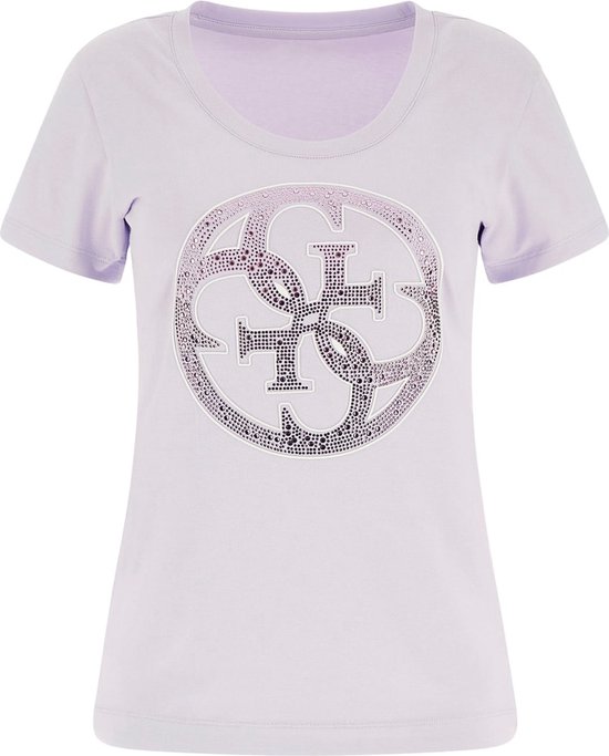 T-Shirt Femme Guess SS CN 4G Logo Tee - Lilas - Taille S