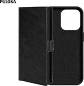 Puloka PU leren walletcase Samsung S21 Plus met afneembaar siliconenhoes - zwart - met pasjeshouder