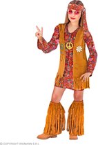 Widmann - Hippie Kostuum - Vredeskind Hippe Hanna - Meisje - Rood, Bruin - Maat 128 - Carnavalskleding - Verkleedkleding