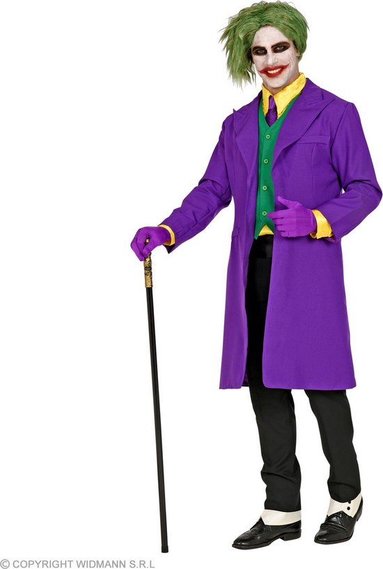 Widmann - Joker Kostuum - Niet Zo Serieuze Joker Jas Paars - Man - Paars - Medium - Halloween - Verkleedkleding