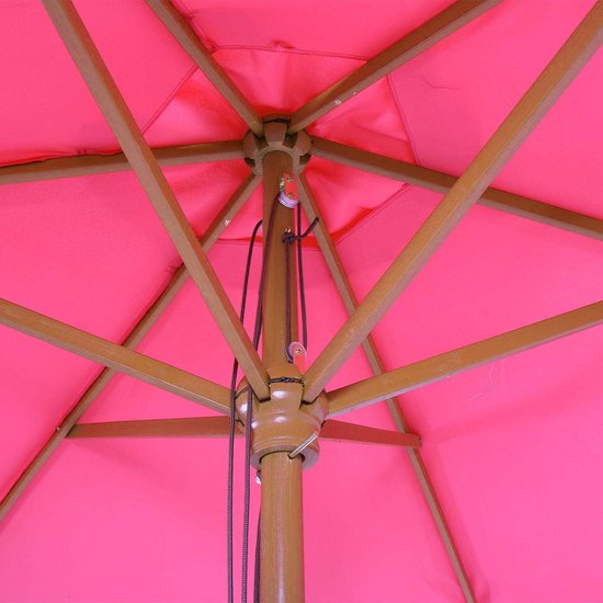 Parasol Florida, tuinparasol marktparasol, Ø 3m polyester/hout ~ roze - MCW