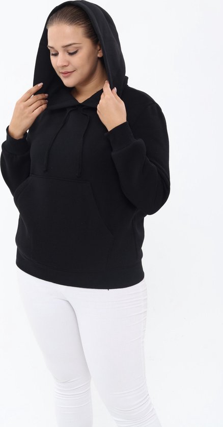 Pianoluce Women's Hooded Sweatshirt met Oversized zakken Black 44 PLWM23SWT01