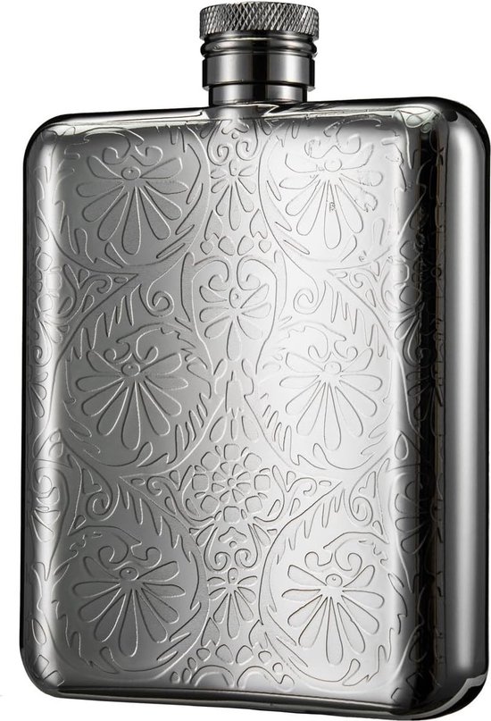 Flasque Whisky En Acier Inoxydable 510ml - Design Cuir Noir - Parfaite Pour Cadeau