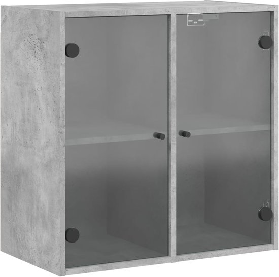 vidaXL - Wandkast - met - glazen - deuren - 68x37x68,5 - cm - betongrijs