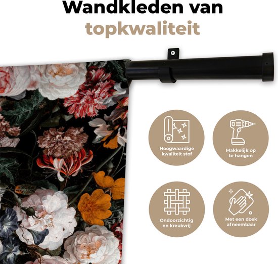 Tapisserie Murale - Toile Murale - Lèvres - Fleurs - Peinture - Oranje - Art - Abstrait - Maîtres Anciens - 90x120 cm - Tapisserie