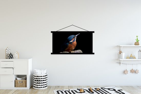 Porte-affiche avec affiche - Affiche scolaire - Martin-pêcheur - Branche - Ressorts - Zwart - 150x75 cm - Lattes noires
