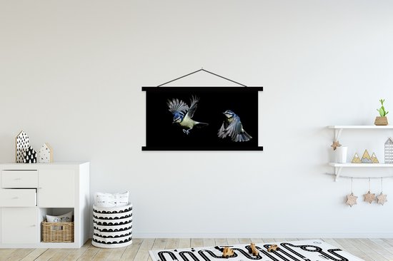 Porte-affiche avec affiche - Affiche scolaire - Vogels - Ressorts - Zwart - 120x60 cm - Lattes noires