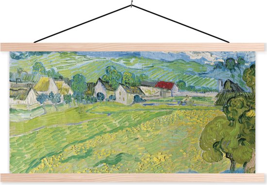 Posterhanger incl. Poster - Schoolplaat - Les Vessenots in Auvers - Vincent van Gogh - 150x75 cm - Blanke latten