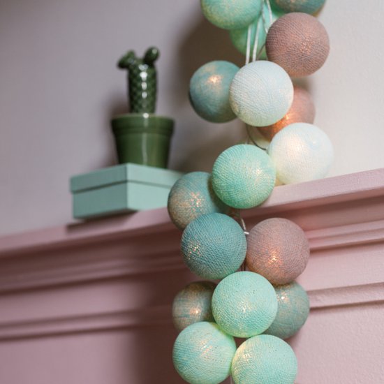 Cotton Ball Lights - Indoor lichtslinger - Mint - 20 lampjes van Cotton Ball Lights — afbeelding 5