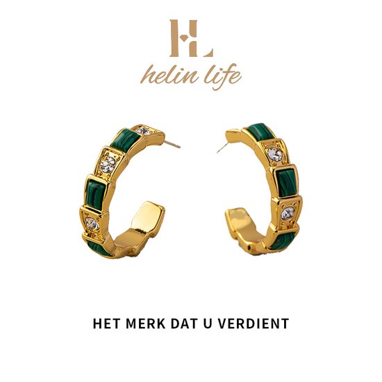 helin life - DamesOorringen -oorbellen-18K verguld -zirkoon- Cadeau - Goudkleurig