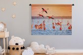 Tenture murale - Tissu mural - Vogel - Flamingo - Water - Coucher de soleil - Rose - 120x90 cm - Tapisserie murale