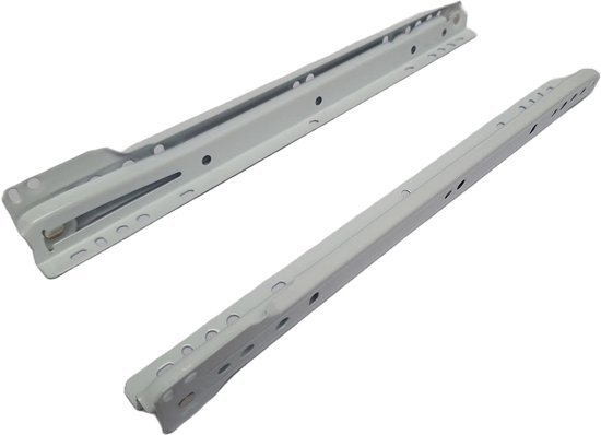 Hoexs - Guides de tiroir - Guide à rouleaux - 30 cm - Wit - Set de 2 - Rails de tiroir - Entièrement extensible