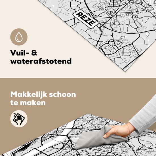 KitchenYeah® Inductie beschermer 78x78 cm - Frankrijk - Rezé - Stadskaart - Plattegrond - Kaart - Kookplaataccessoires - Afdekplaat voor kookplaat - Inductiebeschermer - Inductiemat - Inductieplaat mat