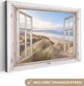 Canvas - Doorkijk - Zee - Strand - Duinen - Woonkamer - 180x120 cm - Canvas schilderij - Wanddecoratie