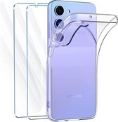 Silicone hoesje transparant met 2 Pack Tempered glas Screen Protector Geschikt voor: Samsung Galaxy A34