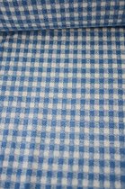 Gebreide zachte stof met blauwe vichy ruitjes 1 meter - modestoffen voor naaien - stoffen Stoffenboetiek
