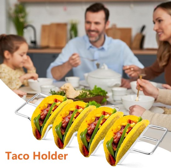 MEGYAD 4 stuks Taco houders: Taco houder Mexicaanse Taco standaard roestvrij staal hot dog houder met handgrepen, golfvorm voedselstandaard voor pannenkoeken, taco's, hot dogs, sandwiches MEGYAD 4 stuks Taco houders: Taco houder Mexicaanse Taco standaard roestvrij staal hot dog houder met handgrepen, golfvorm voedselstandaard voor pannenkoeken, taco's, hot dogs, sandwiches