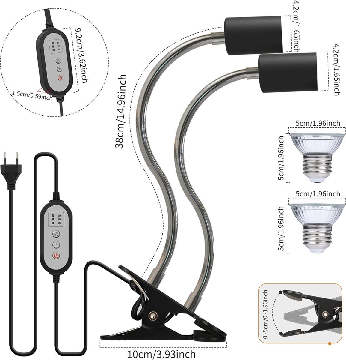 4-pack UVA- en UVB-lampen, 50 W Warmte en Licht voor Reptielen en Amfibieëntanks, Terraria en Kooien, Werkt met Verschillende Lamparmaturen (25W