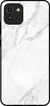 Smartphonica Telefoonhoesje voor Samsung Galaxy A03 met marmer opdruk - TPU backcover case marble design - Wit / Back Cover geschikt voor Samsung Galaxy A03