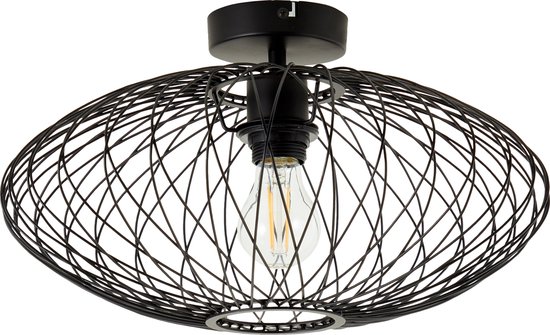 Brilliant Lamp Norden plafondlamp 40cm zwart mat metaal/glas zwart 1x A60, E27, 40 W