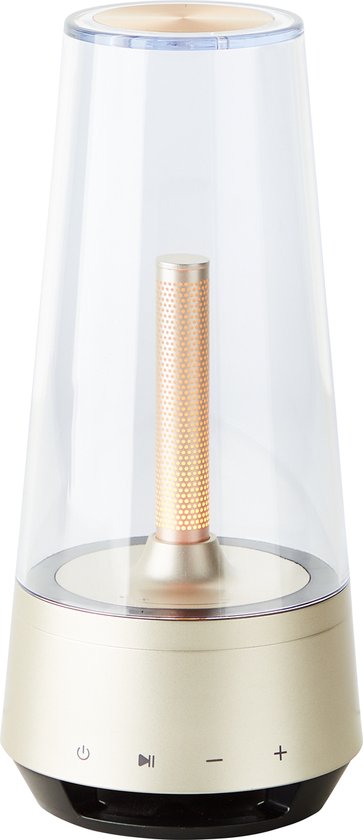 Brilliant lamp Kinnie LED tafellamp speaker grijs/transparant metaal/hout grijs 1,2 W LED geïntegreerd