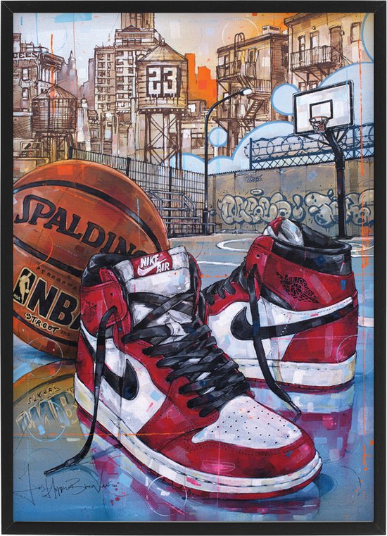 Sneaker print basketball Chicago 30,6x43 cm (A3) *ingelijst & gesigneerd