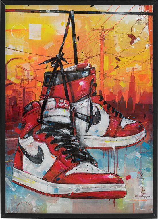 Sneaker print powerlines Chicago 30,6x43 cm (A3) *ingelijst & gesigneerd