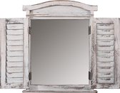 Cosmo Casa Wandspiegel met spiegelramen en luiken 53x42x5 cm - Wit shabby