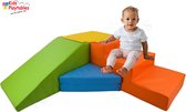 Zachte Soft Play Foam Blokken 4-delige set glijbaan met trap Multicolor | grote speelblokken | motoriek baby speelgoed | foamblokken | reuze bouwblokken | Soft play peuter speelgoed | schuimblokken
