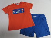 Ensemble - Jongens - T shirt + short - Oranje / blauw - 9 maand 74