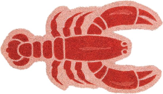 Paillasson d'extérieur "Lobster" en noix de coco avec support en PVC antidérapant. Paillasson de bienvenue amusant. Peinte à la main. Taille: 70cm x 40cm